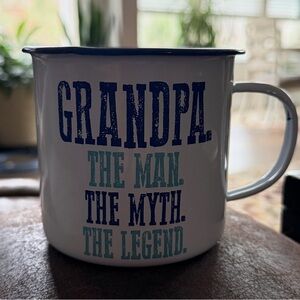 Grandpa Enamel Mug with Blue and Green Text